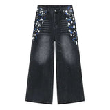 Watercolor Wide Leg Jeans with Pockets - Trendsi - Flyclothing LLC