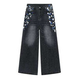 Watercolor Wide Leg Jeans with Pockets - Trendsi - Flyclothing LLC