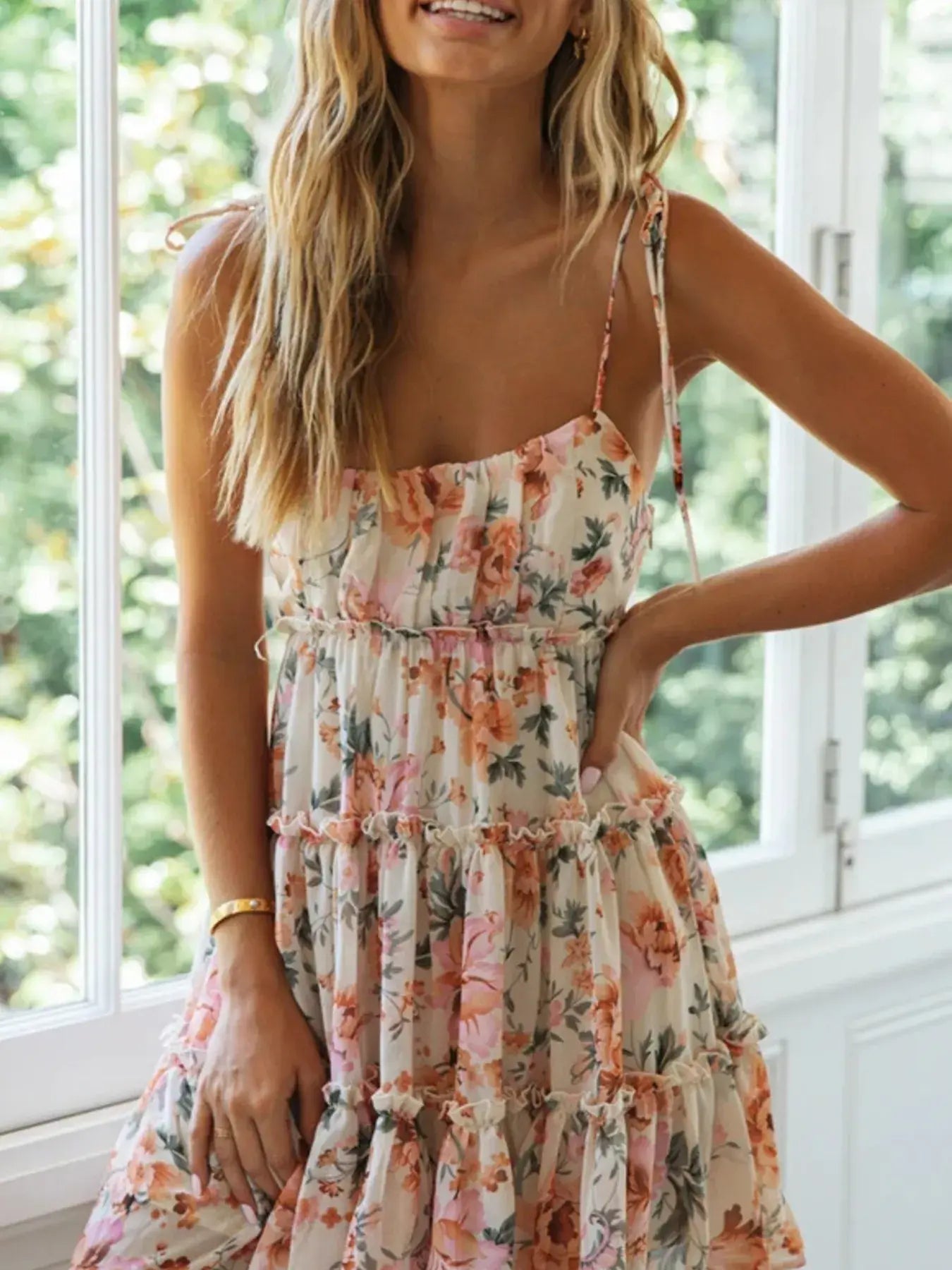 Floral Print Ruffle Tiered Mini Dress - Trendsi - Flyclothing LLC