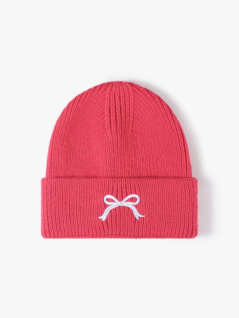 Embroidered Bow Knit Hat - Trendsi - Flyclothing LLC