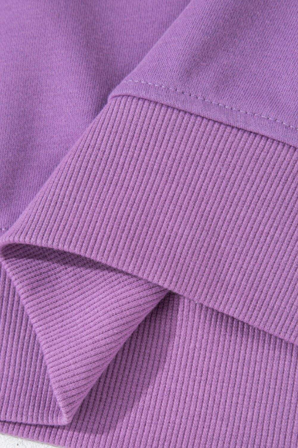 Contrast Round Neck Long Sleeve Sweatshirt - Trendsi - Flyclothing LLC