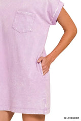 Zenana Premium Cotton Washed T-Shirt Dress - Trendsi - Flyclothing LLC