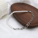 Pearl & Chain Link Necklace - Trendsi - Flyclothing LLC