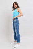 Judy Blue Full Size Button Fly Distressed Jeans with Pockets Plus Size - Trendsi