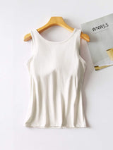 Round Neck Tank with Bra - Trendsi - Flyclothing LLC