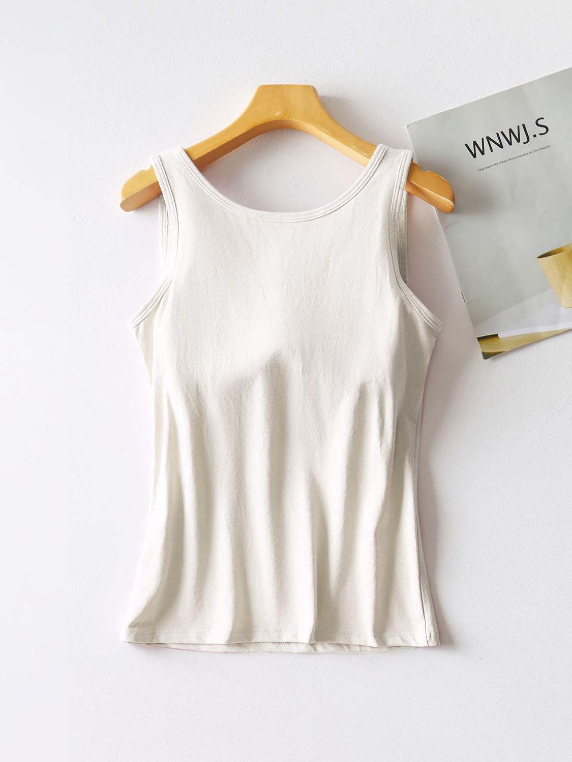 Round Neck Tank with Bra - Trendsi - Flyclothing LLC