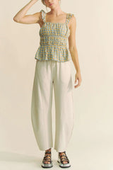 Davi & Dani Plaid Ruffled Strap Smocked Sleeveless Top - Trendsi - Flyclothing LLC
