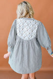 Tied Floral Printed Striped Long Sleeve Dress - Trendsi
