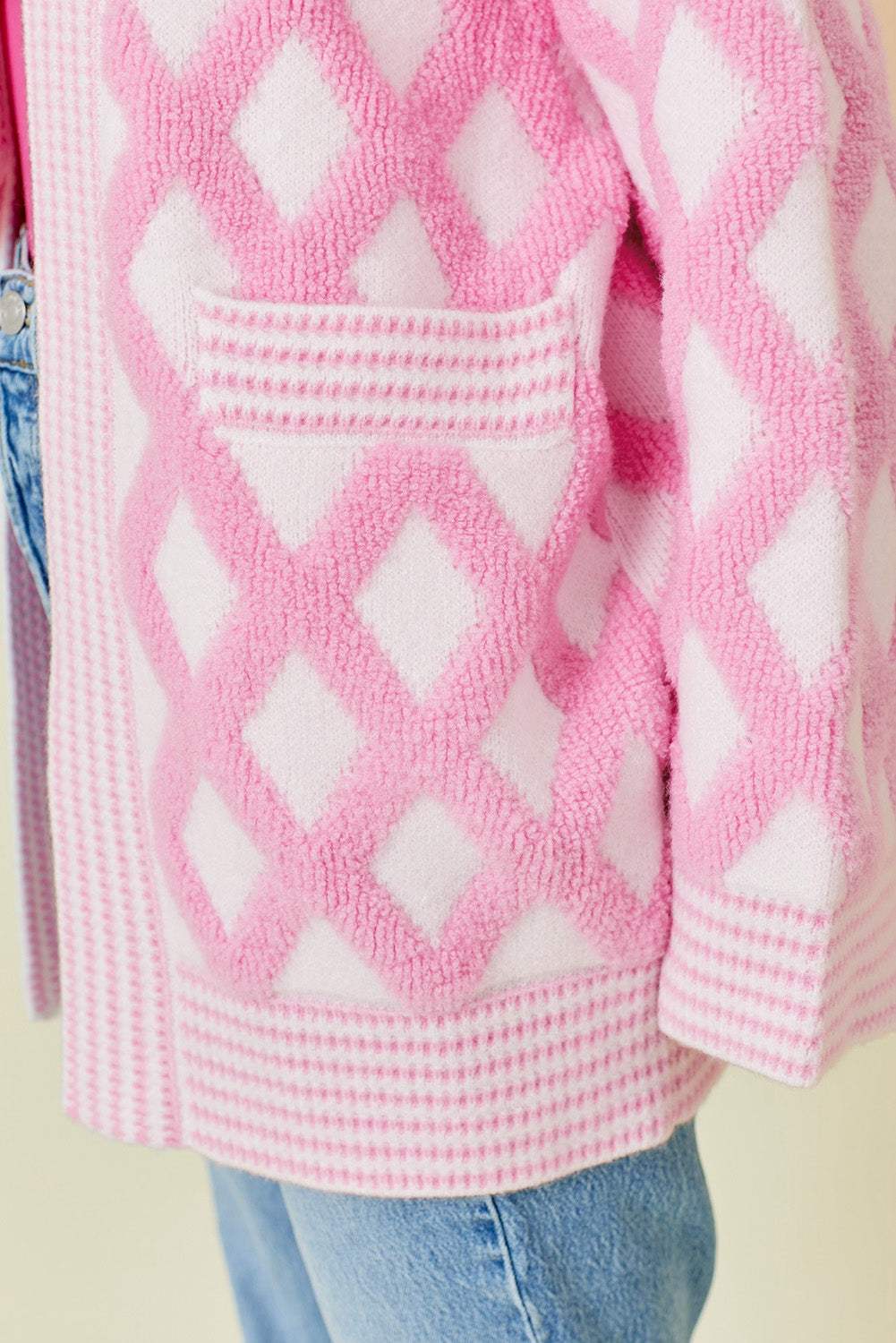 Geometric Open Front Long Sleeve Cardigan - Trendsi - Flyclothing LLC