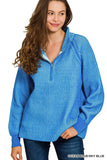 Zenana Ribbed Two Tone Half Zip Sweater - Trendsi - Flyclothing LLC