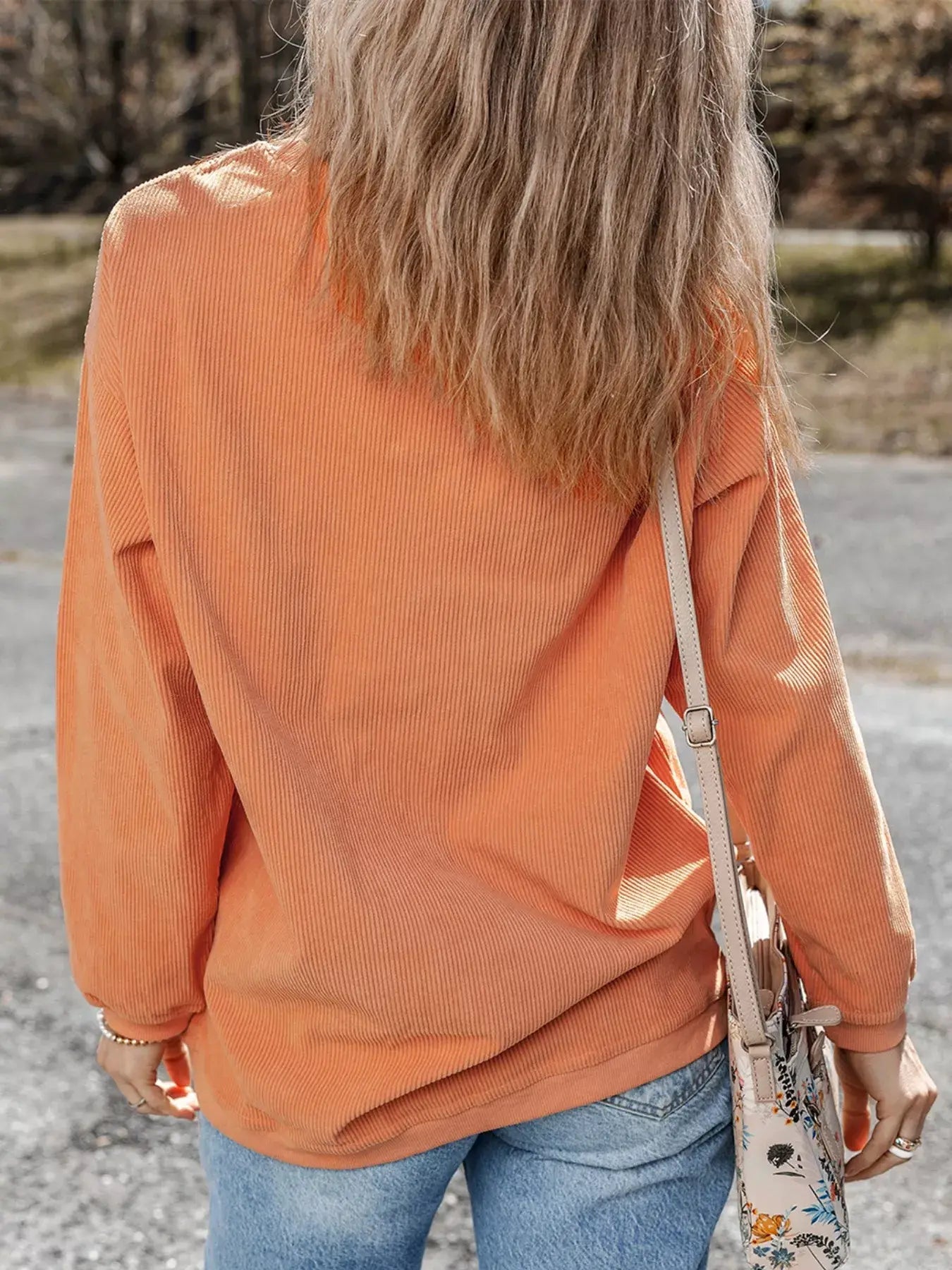 Halloween Sequined Pumpkin Ribbed Round Neck Sweatshirt - Trendsi - Flyclothing LLC