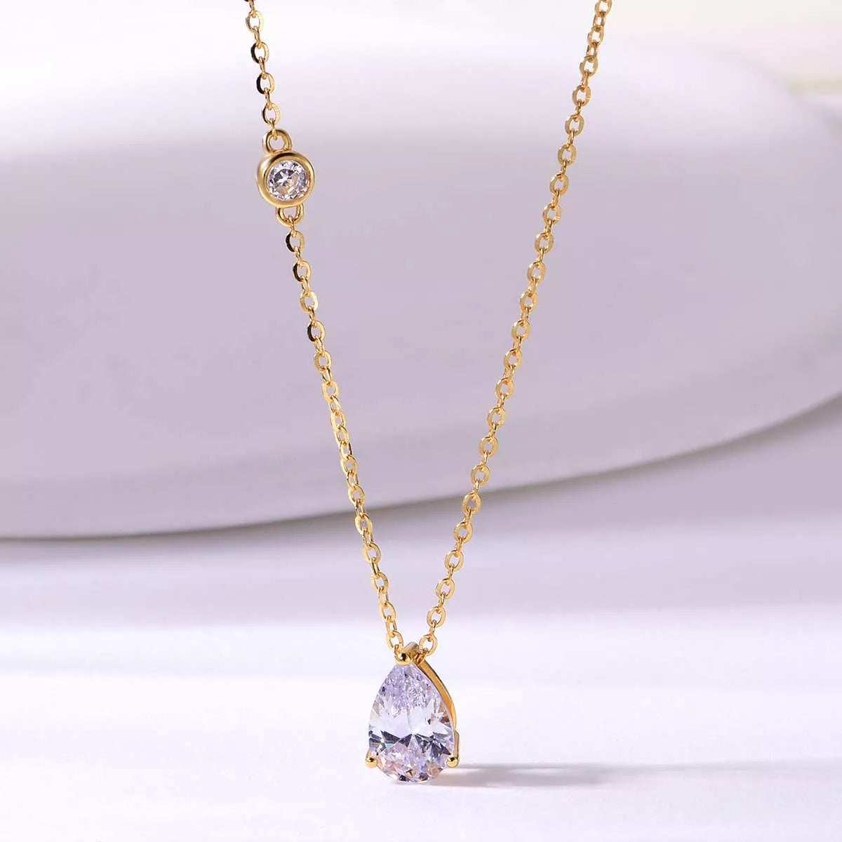 1.25 Carat Moissanite 925 Sterling Silver Teardrop Necklace - Trendsi - Flyclothing LLC