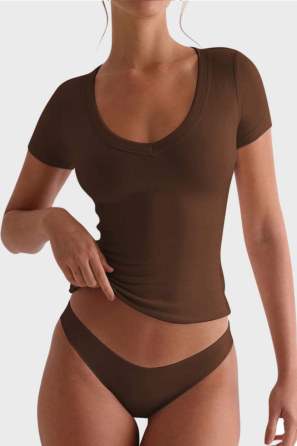 Lovelet Scoop Neck Short Sleeve T-Shirt - Trendsi - Flyclothing LLC