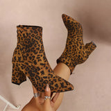 Point Toe Block Heel Ankle Boots - Trendsi - Flyclothing LLC