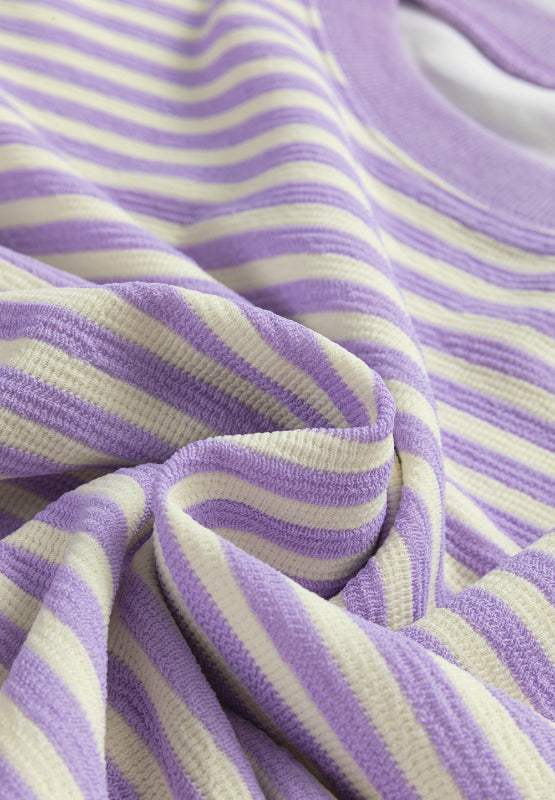 Striped Round Neck Long Sleeve Sweatshirt - Trendsi - Flyclothing LLC