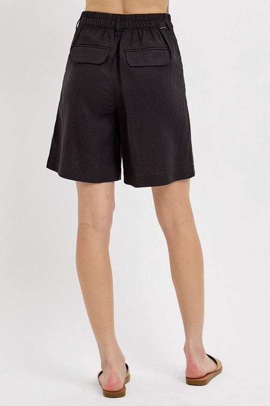 RISEN High Rise Pleated Front Shorts - Trendsi - Flyclothing LLC