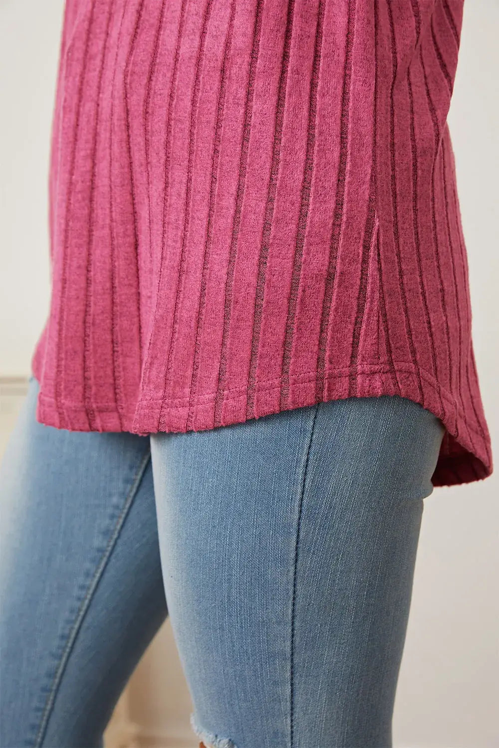 Basic Bae Full Size Ribbed Thumbhole Sleeve T-Shirt - ShopBasicbae - Flyclothing LLC
