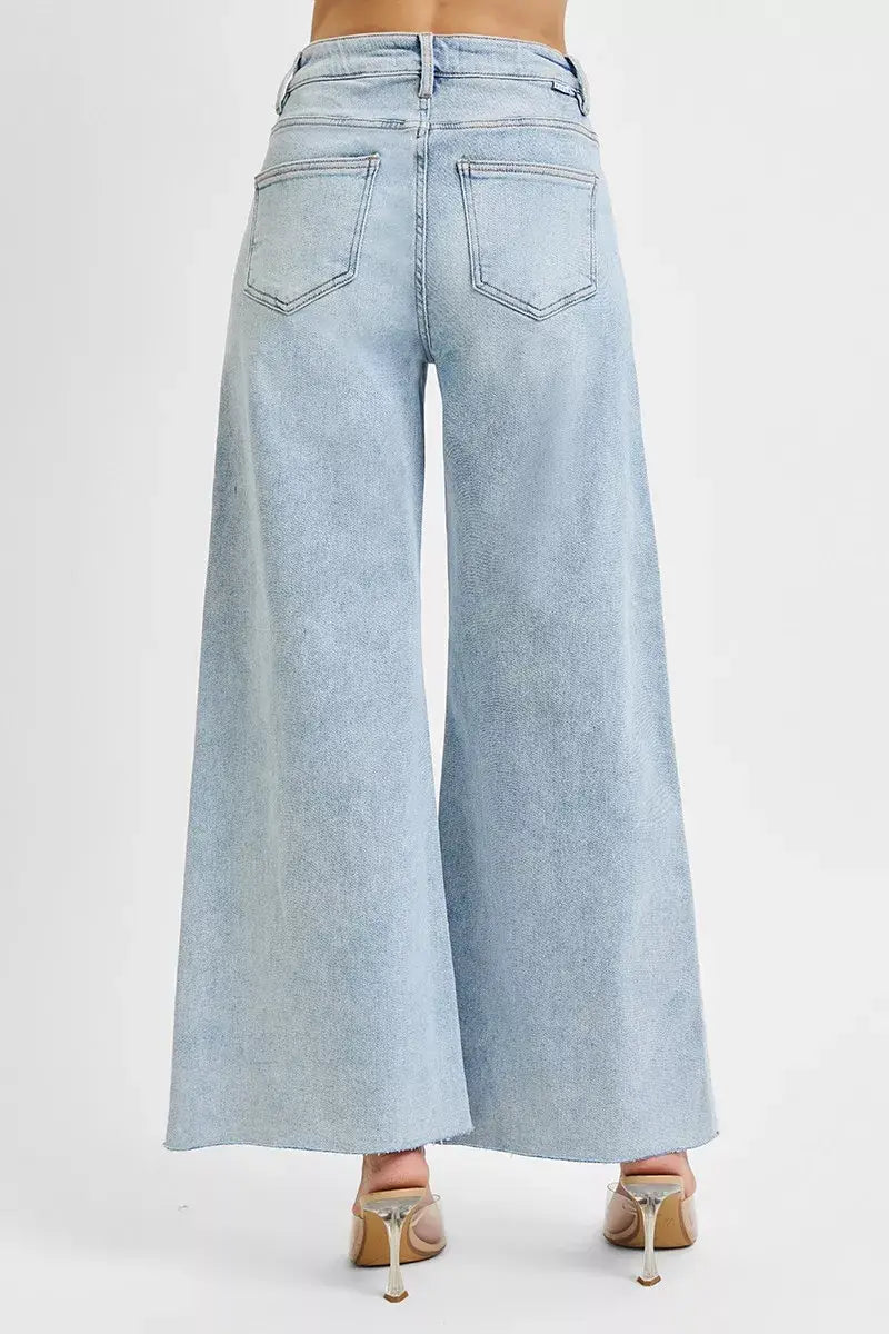 RISEN Full Size High Rise Ankle Wide Palazzo Jeans Plus Size - Trendsi - Flyclothing LLC