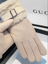 Suede Gloves with Fur Cuff - Trendsi - Flyclothing LLC