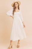 Aemi + Co Ruffled Smocked Square Neck Balloon Sleeve Dress - Trendsi