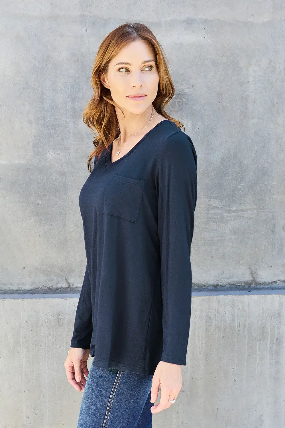 Basic Bae Full Size V-Neck Long Sleeve Top - ShopBasicbae - Flyclothing LLC
