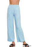 Zenana Soft Melange Hacci Elastic Waistband Lounge Pants - Trendsi - Flyclothing LLC