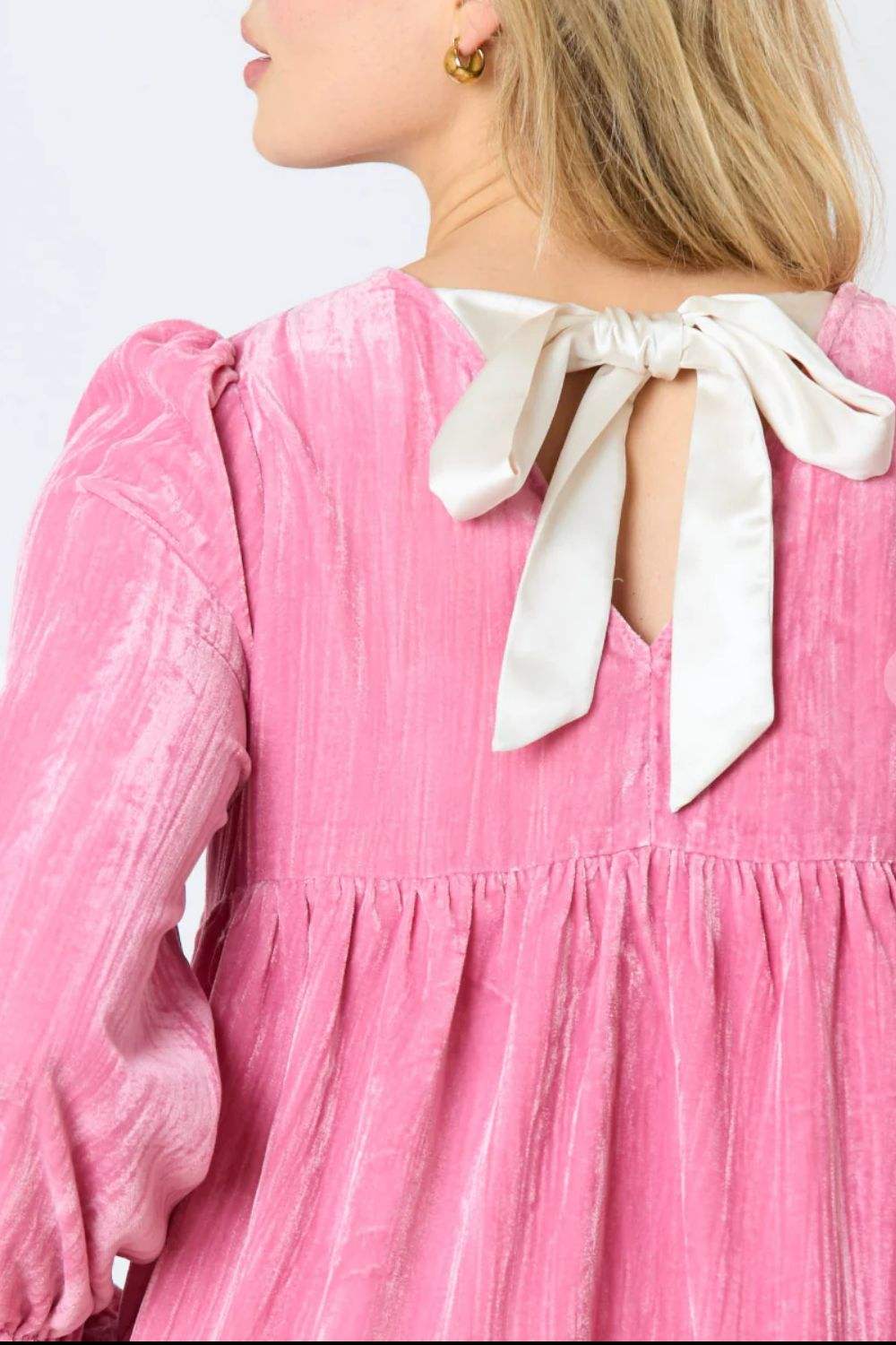 Tied Round Neck Flounce Sleeve Mini Dress - Trendsi - Flyclothing LLC
