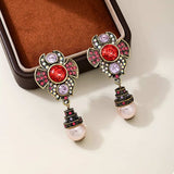 Zinc Alloy Flower Pearl Drop Earrings - Trendsi - Flyclothing LLC