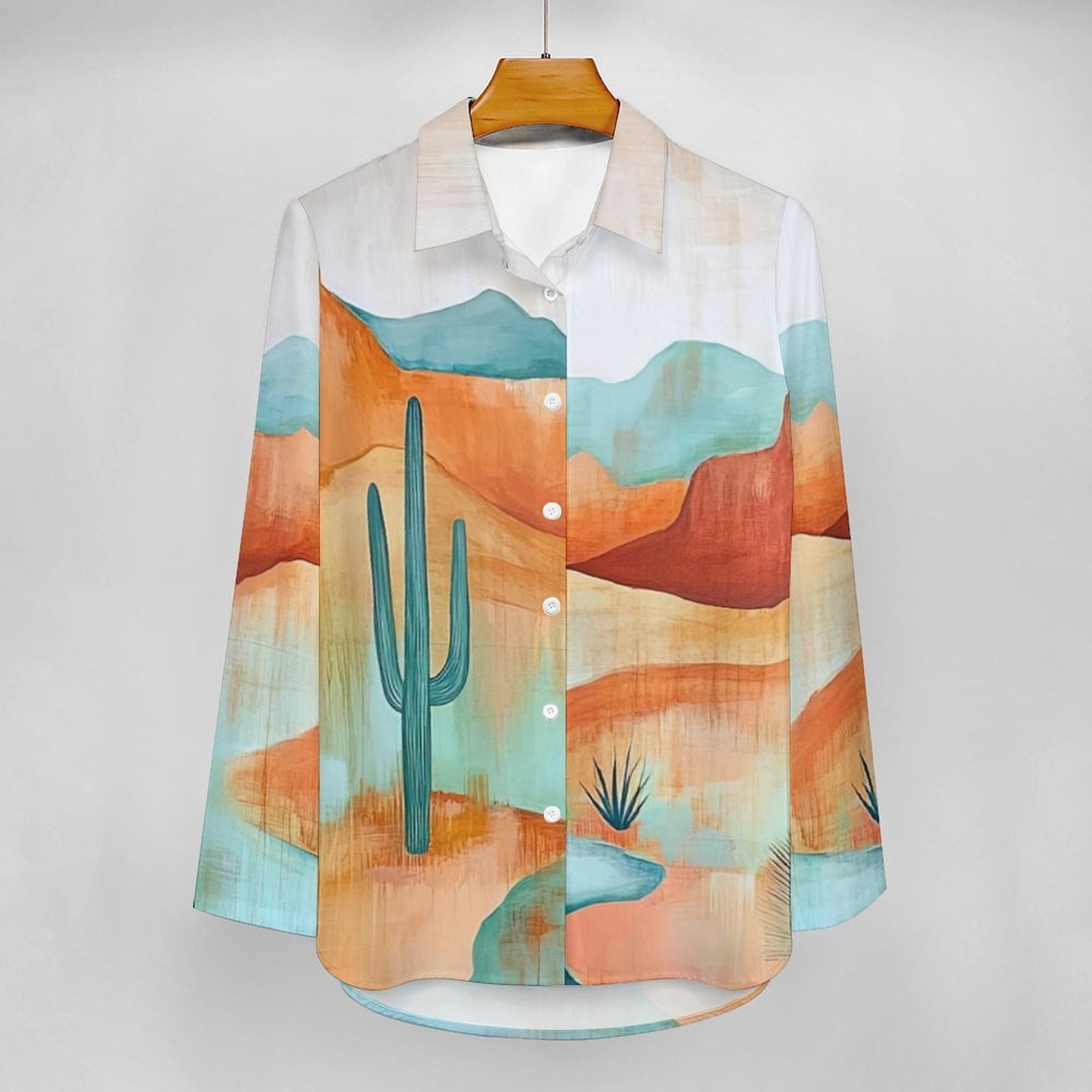 Baha Ranch Colores de Mexico Turquoise Desert Button Up Blouse