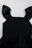 V Neck Ruffled Cap Sleeve Smocked Maxi Dress - Trendsi - Flyclothing LLC