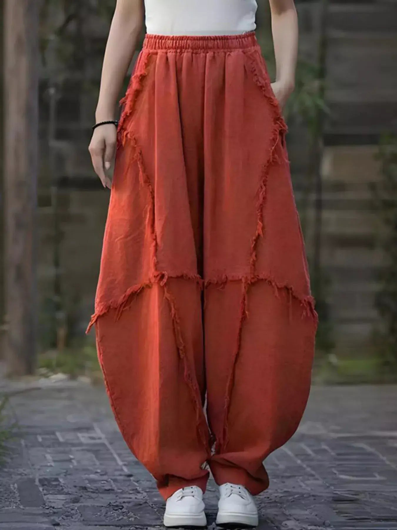 Frayed Edge Harem Pants - Trendsi - Flyclothing LLC
