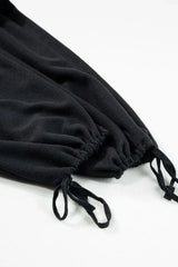 Knotted Straps Button Textured Drawstring Jumpsuit - Trendsi - Flyclothing LLC