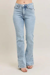 Judy Blue Full Size Tummy Control Vintage Wash Side Slit Slim Boot Jeans Plus Size - Trendsi - Flyclothing LLC