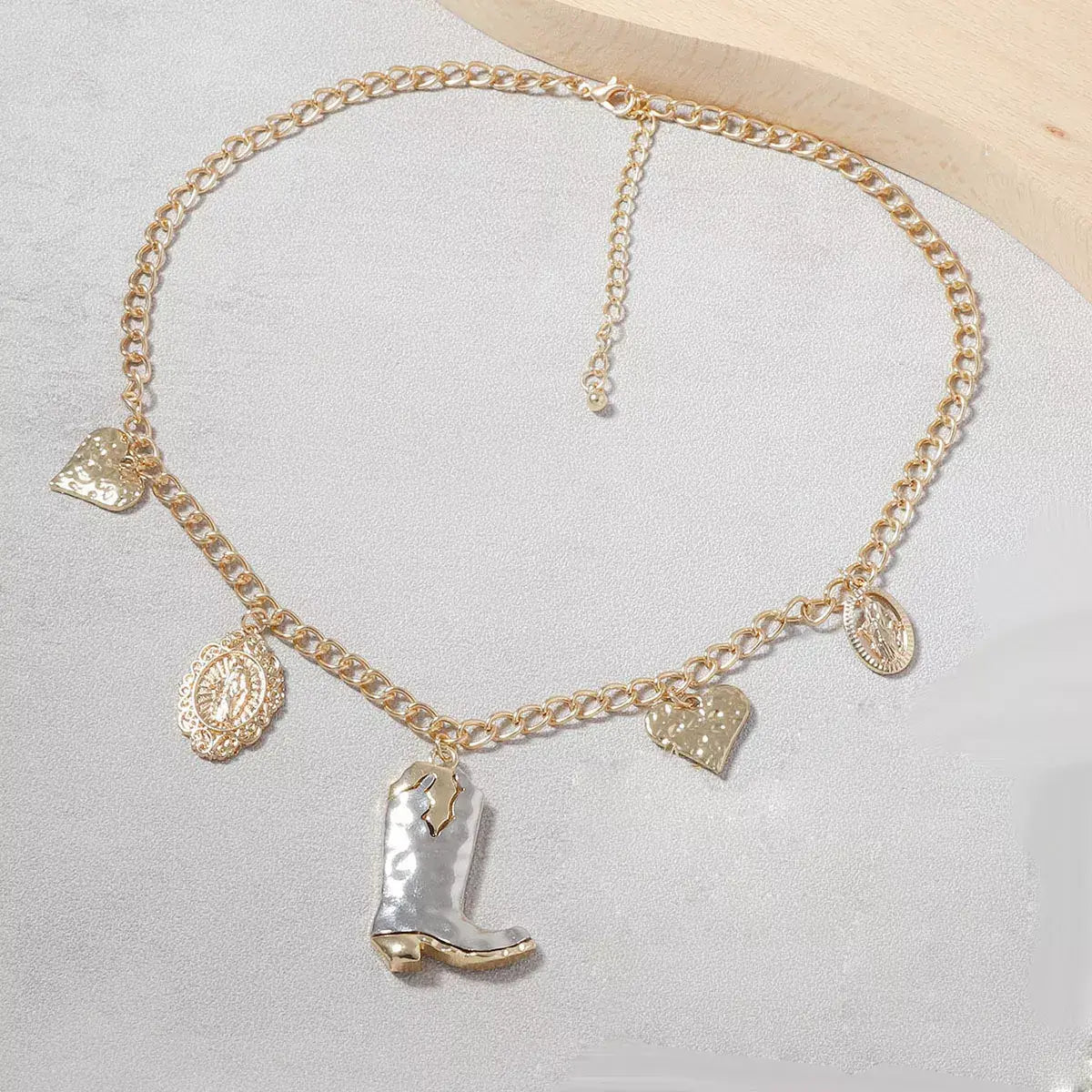 18K Gold-Plated Boots Charm Necklace - Trendsi - Flyclothing LLC