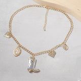 18K Gold-Plated Boots Charm Necklace - Trendsi - Flyclothing LLC