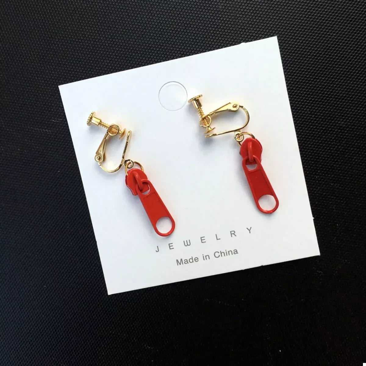 Zipper Dangle Clip-on Earrings - Trendsi - Flyclothing LLC