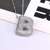 Copper Inlaid Zircon Letter Pendant Necklace - Trendsi - Flyclothing LLC