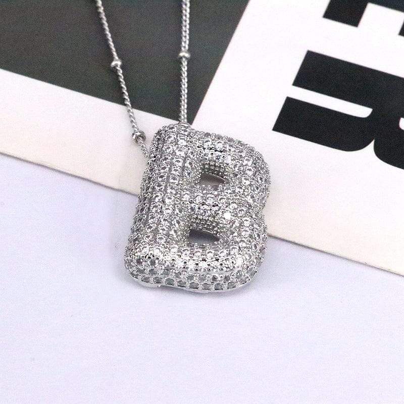 Copper Inlaid Zircon Letter Pendant Necklace - Trendsi - Flyclothing LLC