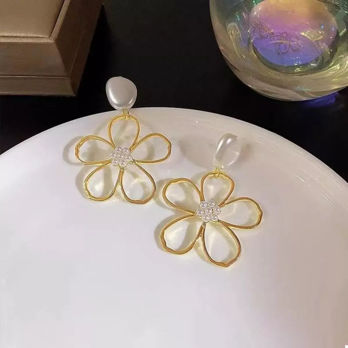 Pearl & Floral Drop Earrings - Trendsi - Flyclothing LLC
