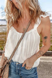 Lace Detail Ruffled Buttoned Loose Fit Tank Top - Trendsi - Flyclothing LLC