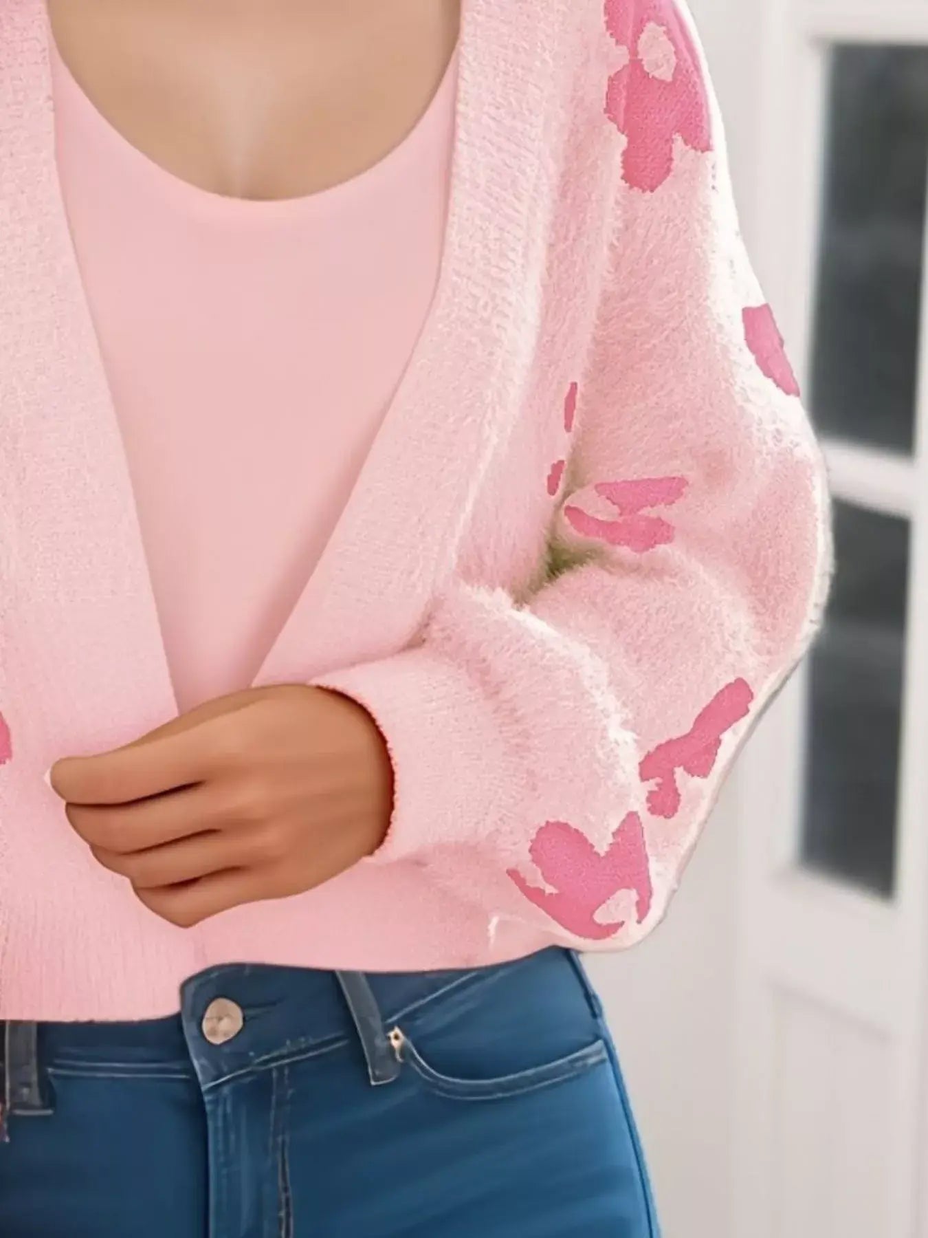 Floral Open Front Cardigan - Trendsi - Flyclothing LLC