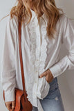 Eyelet Button Down Long Sleeve Shirt - Trendsi - Flyclothing LLC