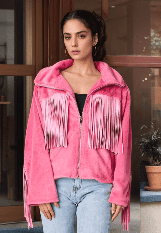 Fringed Zip Up Fleece Jacket - Trendsi - Flyclothing LLC