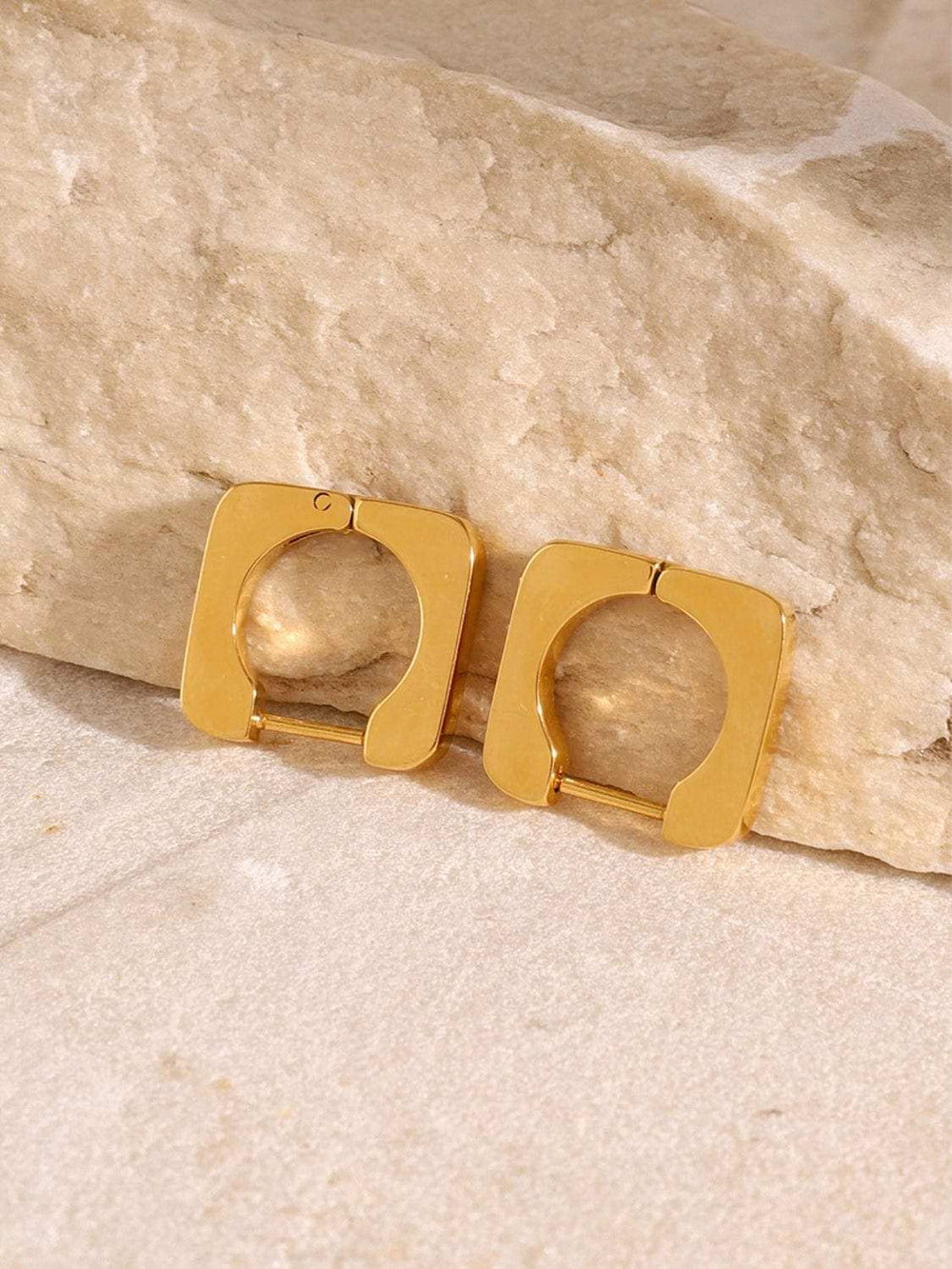 18K Gold-Plated Stainless Steel Square Earrings - Trendsi - Flyclothing LLC