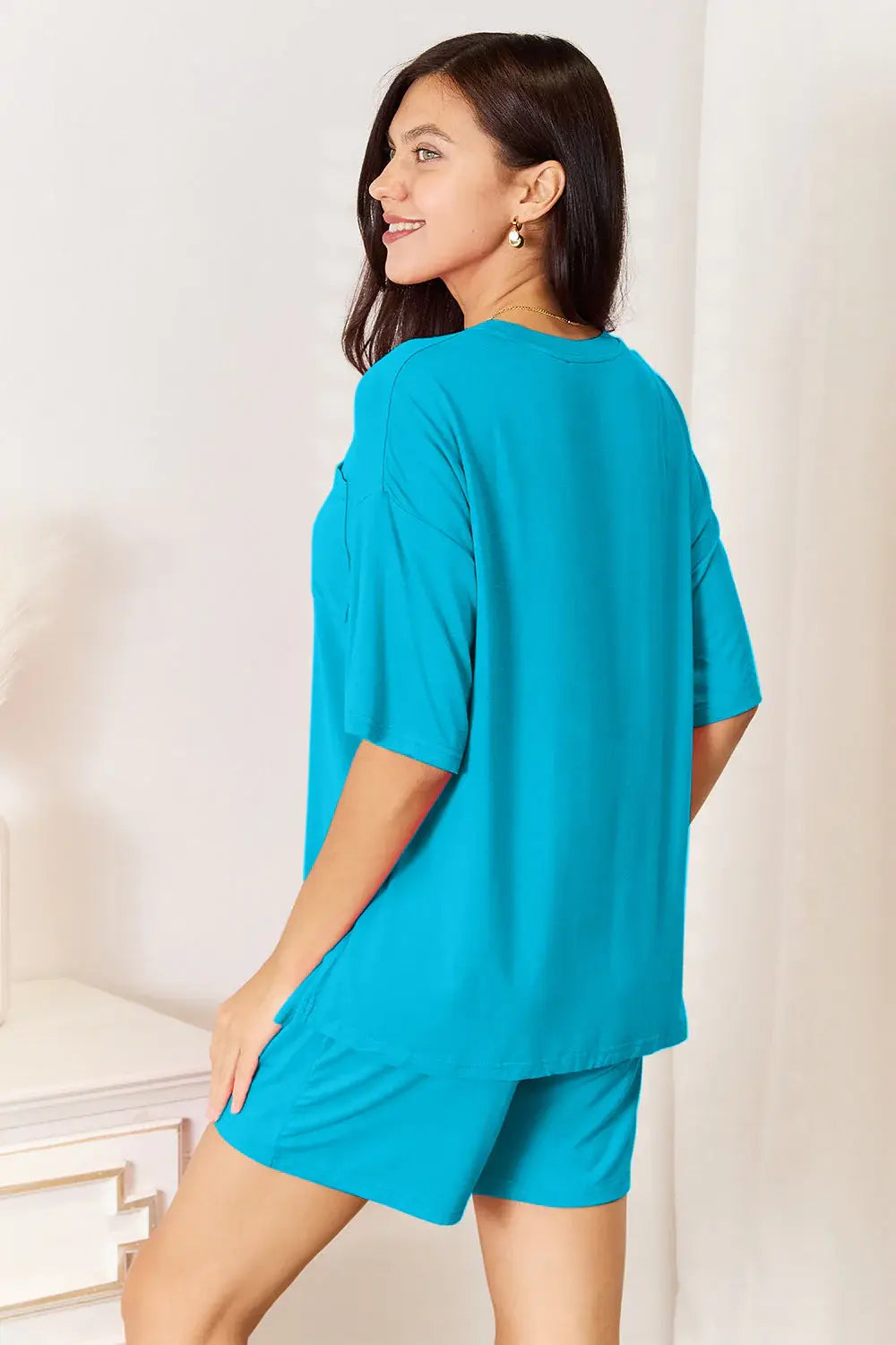 Basic Bae Full Size Soft Rayon Half Sleeve Top and Shorts Set - ShopBasicbae - Flyclothing LLC
