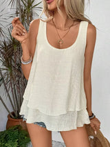 Wide Strap Layered Tank - Trendsi - Flyclothing LLC