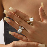 Irregular Pearl Open Ring - Trendsi - Flyclothing LLC