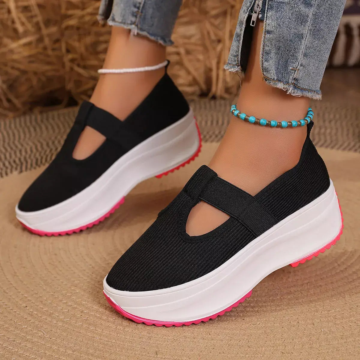 Round Toe Platform Slip-Ons - Trendsi - Flyclothing LLC