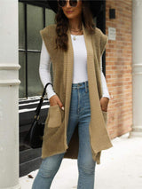 Pocketed Open Front Cap Sleeve Cardigan - Trendsi - Flyclothing LLC