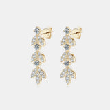 925 Sterling Silver Moissanite Leaf Earrings - Trendsi - Flyclothing LLC